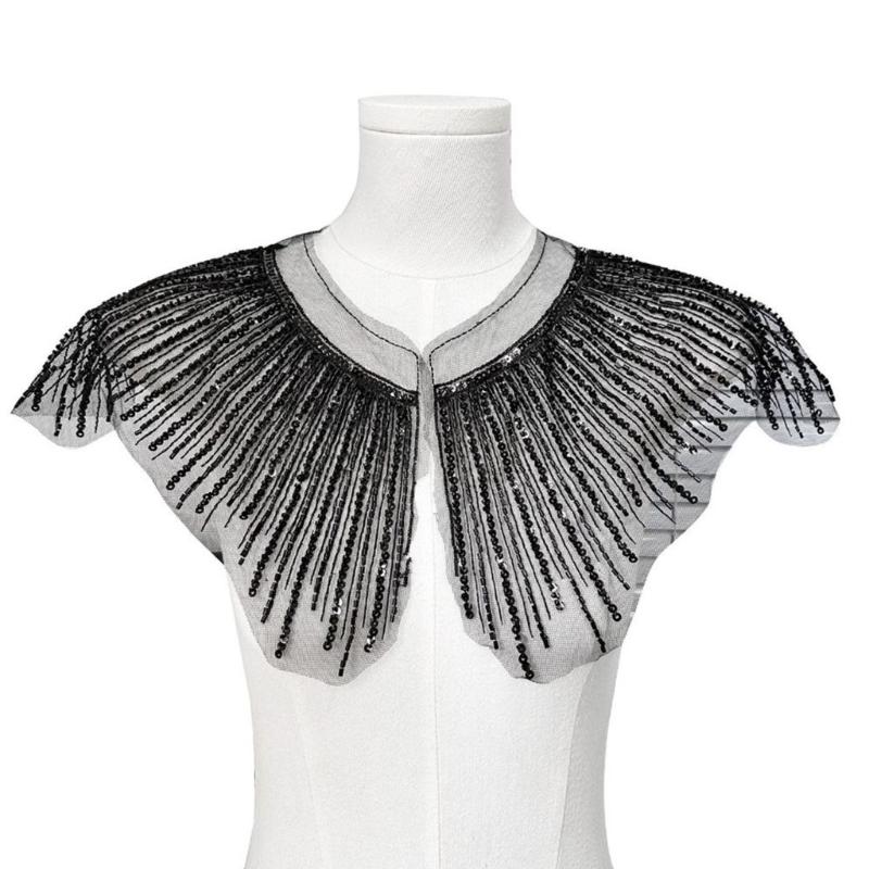 Eye-Catching Sequins Collar Appliques for Clothes Dress Sewing Patches DIY Lapel Wedding Dress Decors Accessories