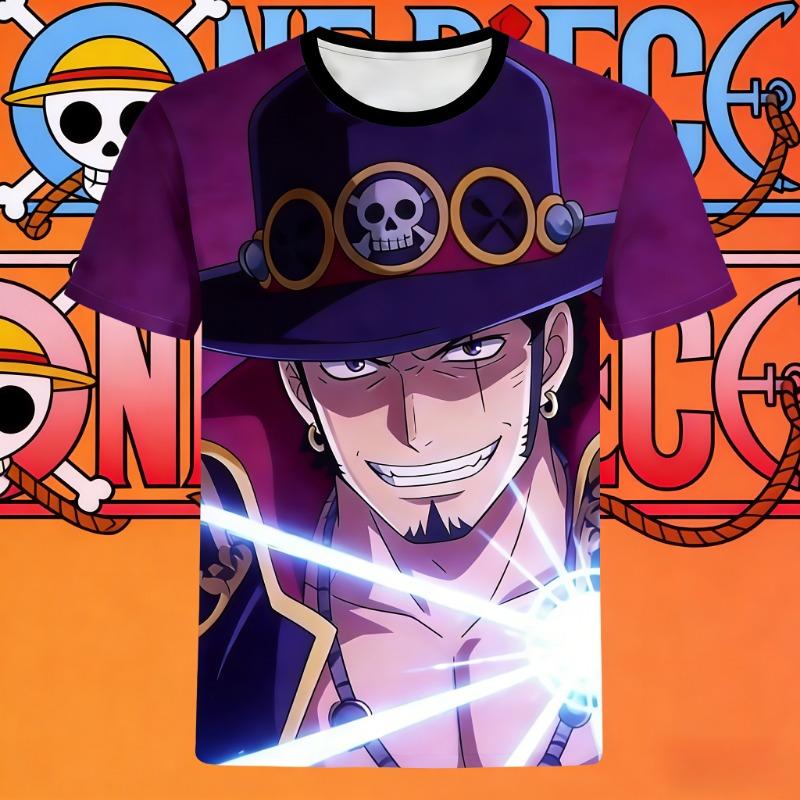 2026 Summer One Piece Dracule Mihawk Retro 3D Print T-Shirt Adult Kids Breathable Outdoor Sports Short Sleeve Tee