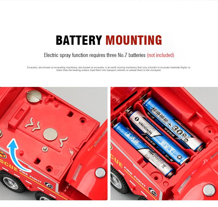 1/32 Spray Fire Engineering Truck Car Toy Model Alloy Diecast Sound Light Rubber Tires Vehicle Collection Kids Toys Christmas