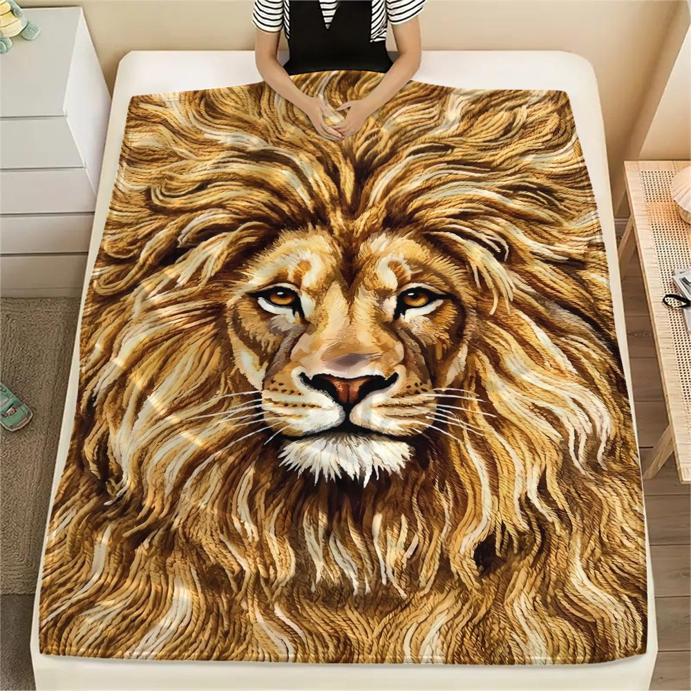 Felt wool lamb and horse lion Print Flannel Blanket,High quality Comfortable for All Seasons,Home Decor,Warmth and Comfort,Perfect for Christmas Gifts