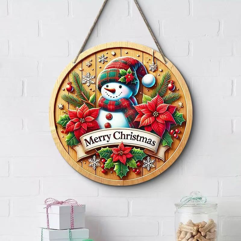 Christmas Decoration, Door Sign Hanging Ornament, Wooden Snowman Plaque Series, Wooden Craft, Festive Hanging Decor, Holiday Signage