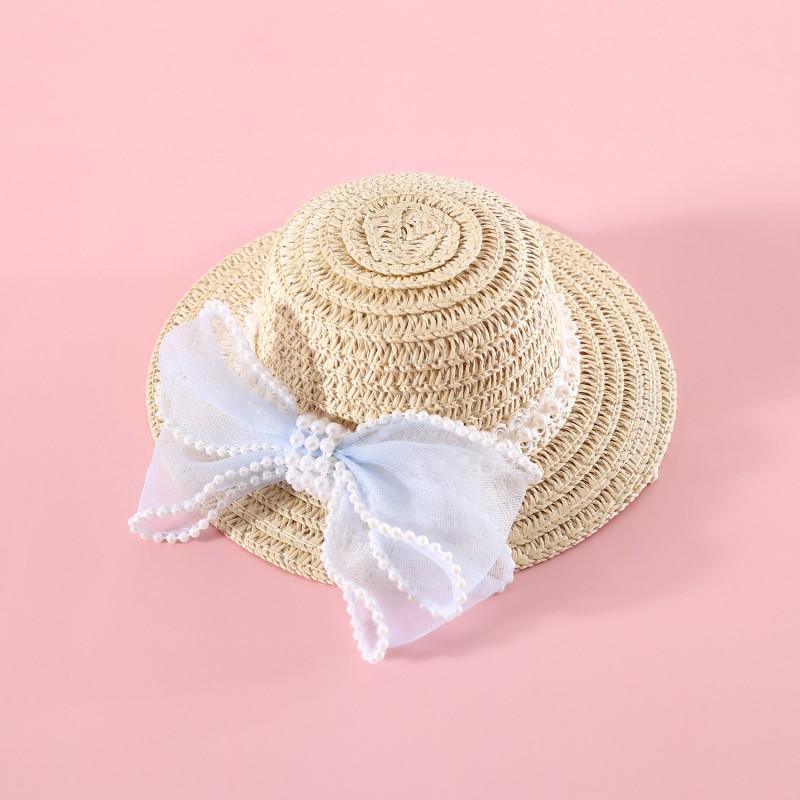 Adjustable Pet Sun Hat With Pearl Flower Lace Bow Daisy Pom Cats Dogs Fashion Accessory
