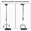 Adjustable Walking Cane with 4 Base Anti Slip Steel Tube Flexible Walking Stick Assistant for Senior Disabled