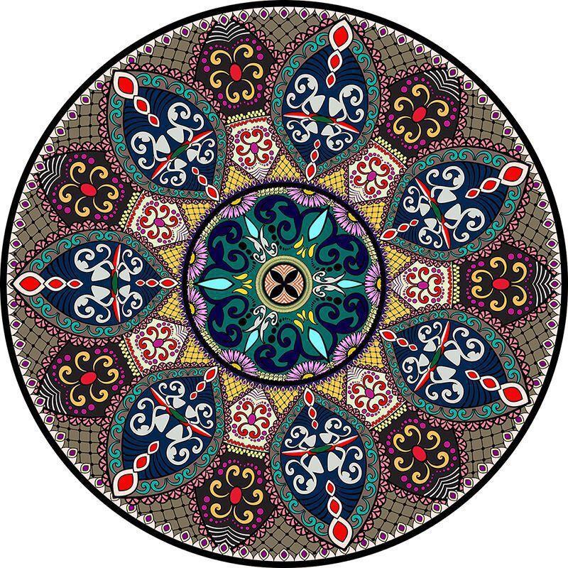 Retro Persian Style Round Area Rug Bohemian Floor Mat Living Room Bedroom Office Chair Sofa Coffee Table