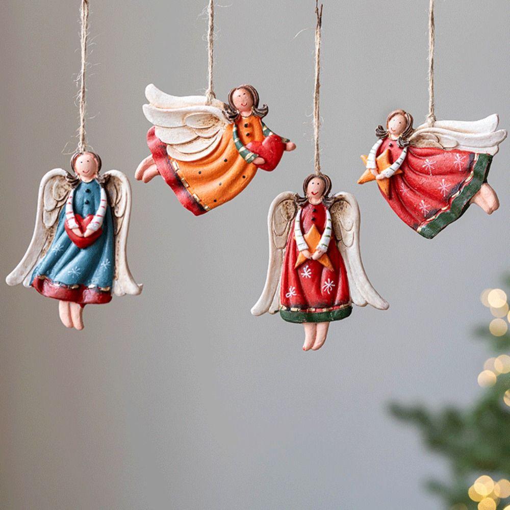 Cute Vintage Angel Hanging Decor Fantasy Resin Xmas Angel Girl Pendant Cartoon DIY Crafts Angel Girl Pendant 2025 Navidad Decor