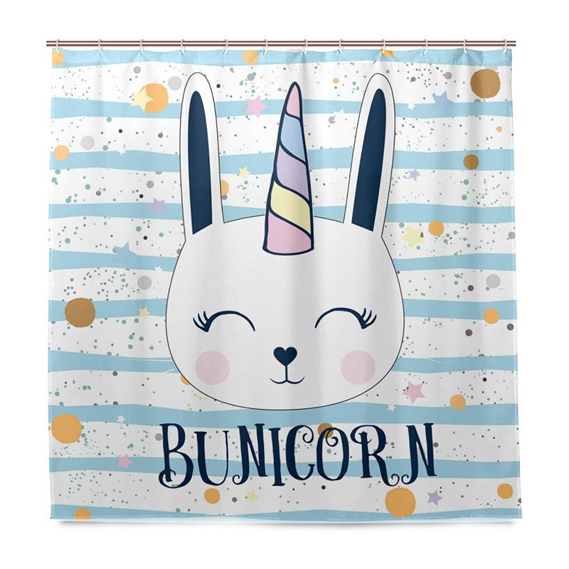 

Cute Unicorn Printed Shower Curtain Waterproof Polyester Fabric Bath Curtain For Bathroom Curtains Decoration 180Cm With 12 Hook W60H190(CM)-1 Pcs