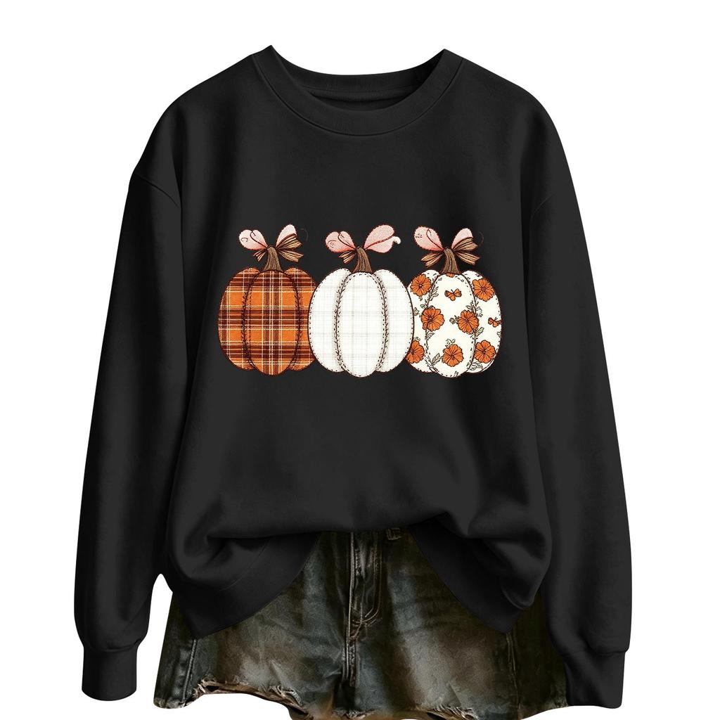 Women's Halloween Print Long Sleeve Neck Casual Top
