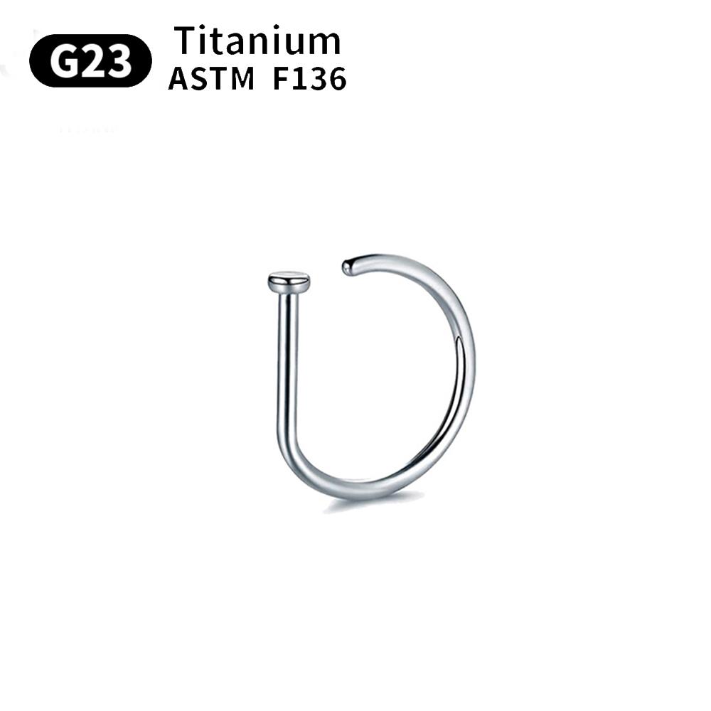 G23 Titanium G23 Titanium Nose Ring Piercing D-shaped Medical Tragus Helix Stud Hoop Earring Septum Ring Body Jewelry 10PCS 0.8x8m