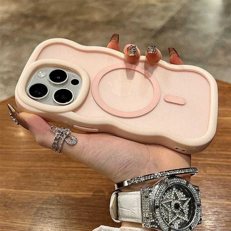 

Matte Magnetic Wavy Curly Bumper Case For iPhone 17 Air16E 15 14 Plus 13 12 Pro Max For Magsafe Shockproof Silicone Cover For iPhone 17 Pro