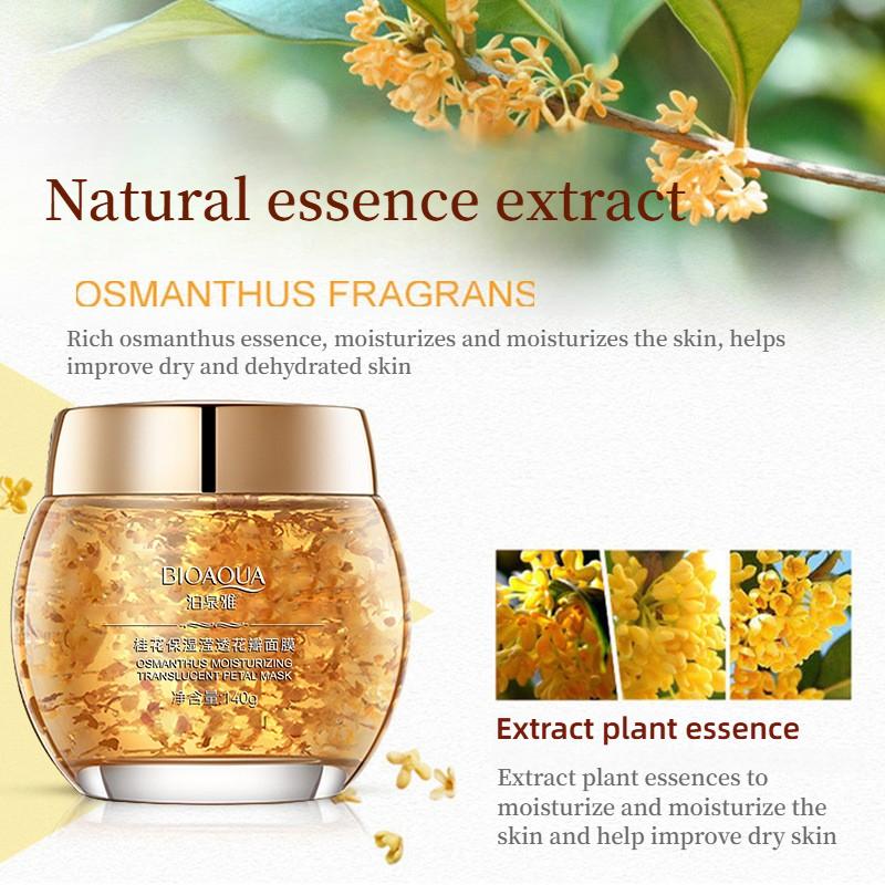 Bioaqua Masque de Nuit Crème Essence Hydratante Pétales d'Osmanthus Sans Rinçage Anti-Âge Anti-Rides Nutrition Masque Visage
