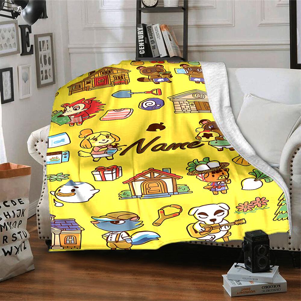 Customiz Name Personality Animal Crossing (2) Blanket Soft &Warm Sofa Office Bed Travel Lunch Break Blanket, Gift Suitable for All Seasons