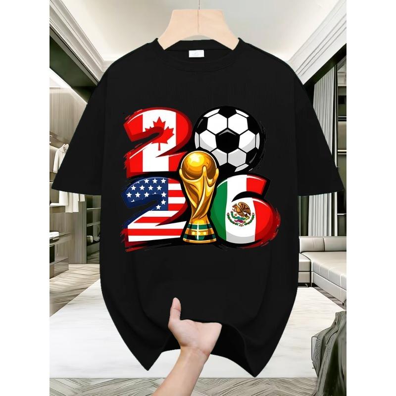 

European sizes Men S T-Shirt, Short Sleeve, Crew Neck, Vibrant Stripe Design, Polyester, Casual Fit, World Cup Theme T-Shirt S чёрный