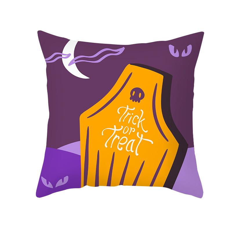 Home Cartoon Pumpkin Head Halloween Pillow Cover Peach Velvet Cushion Cover Office Sofa Cushion Cover