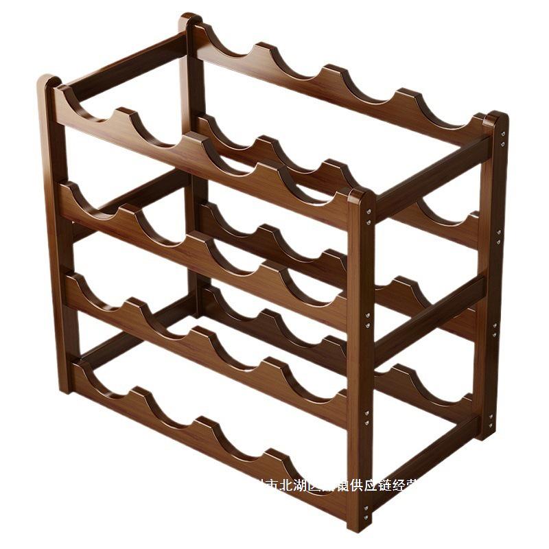 Simple Red Wine Rack Solid Wood Display Stand for Home or Bar Counter