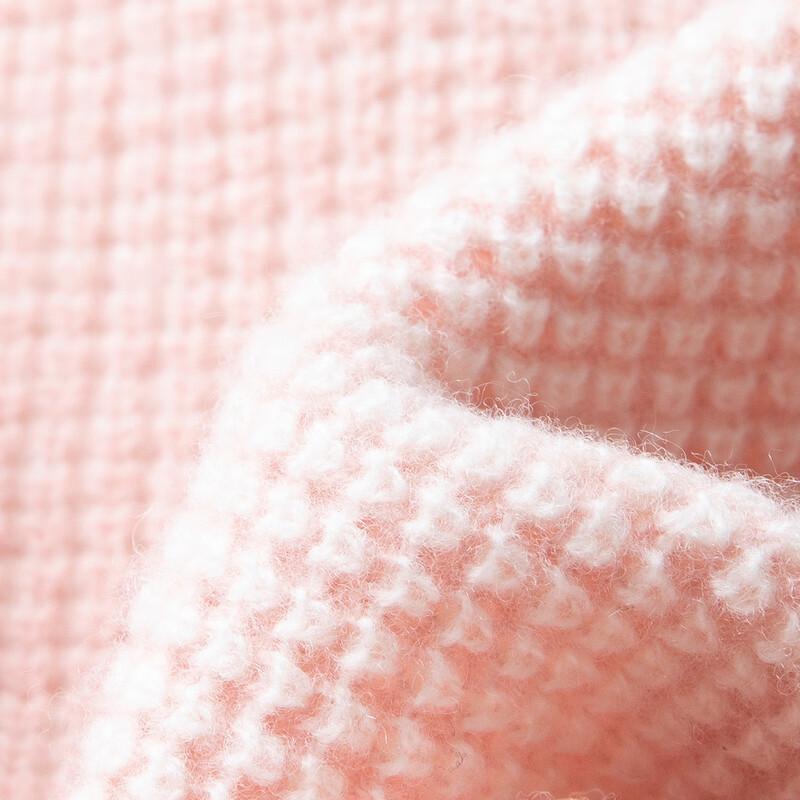 TUHUANG Women's Thickened Pure Wool Color-Block Semi-High Collar Knit Sweater