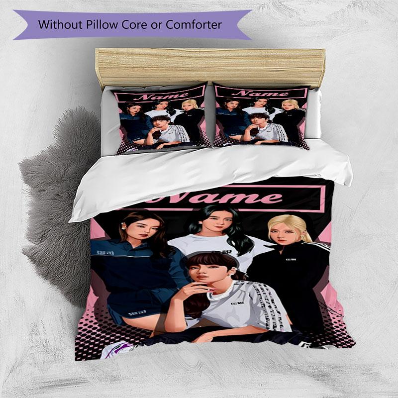 3PC Custom Name "Name Group Fashion" Bedding Set Printed  Bedding Set Duvet Cover Closure Includes 1 Duvet Cover & 312 Pillowcases for Bedroom