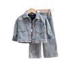 Girls Clothing Sets Spring Autumn Children's Clothing Cute Denim Jacket Cardigan Straight Leg Jeans Kids Suit