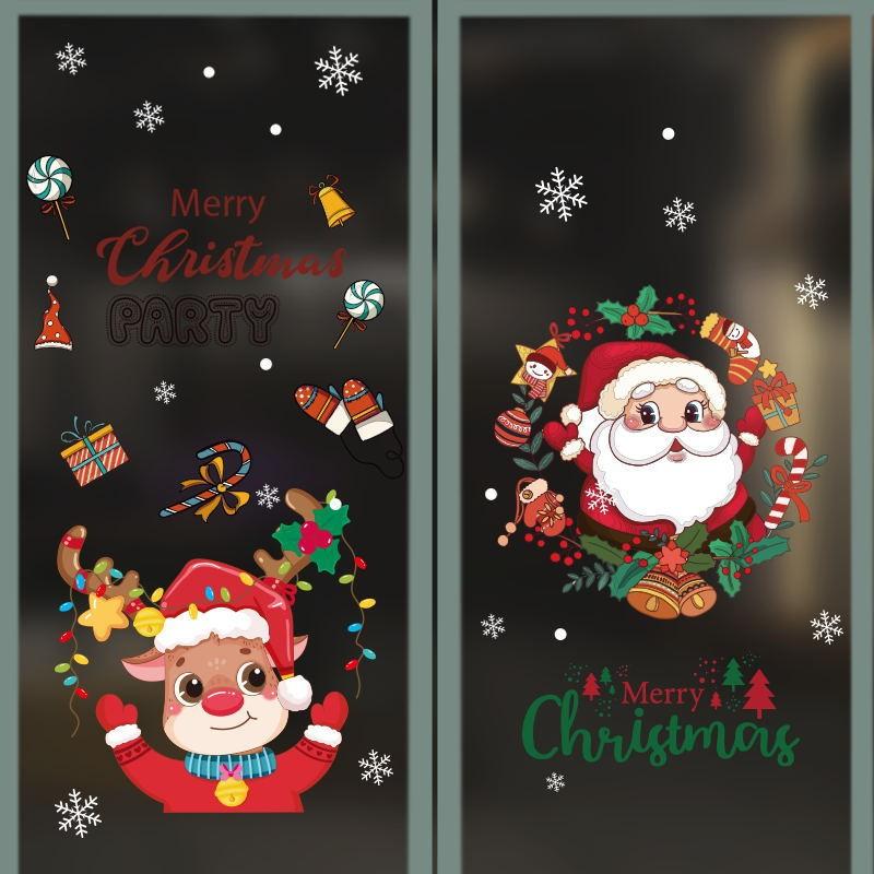New Pvc Christmas Static Cling Window Decor Featuring Festive Santa Claus Design