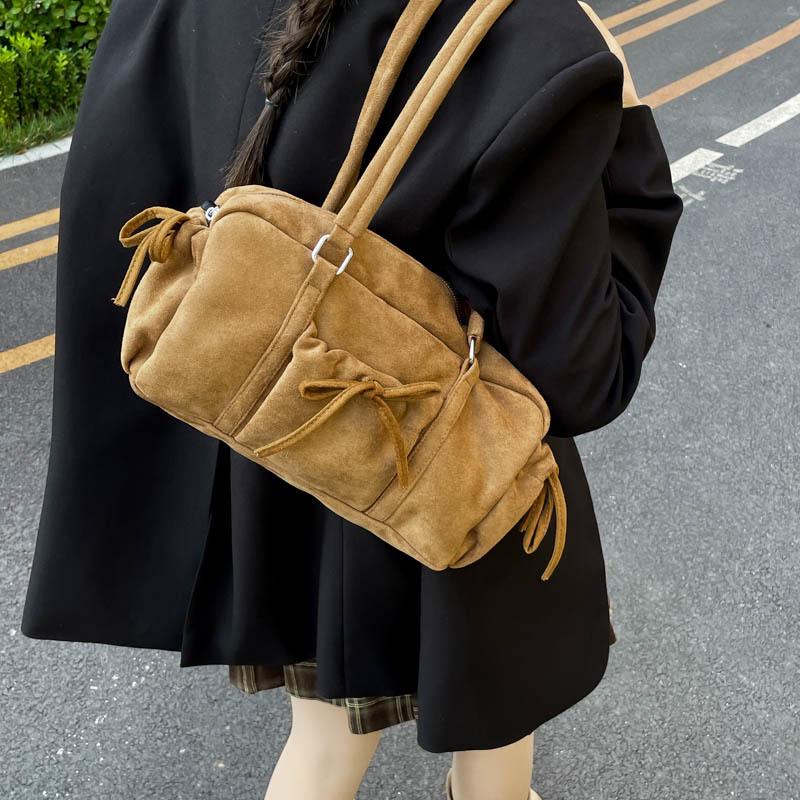 Stylish and Casual Single-shoulder Bag for Women, Simple and Fashionable Bow Hand-held Boston Bag