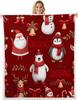 Pink Christmas Throw Blanket - Cartoon Santa Claus Fleece for Kids,Boys,Girls, Women - Snowman Pine Fuzzy Sherpa With Christmas