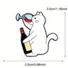 Cat Drinking Red Wine Interesting Brooch Student Backpack Needle Buckle Badge