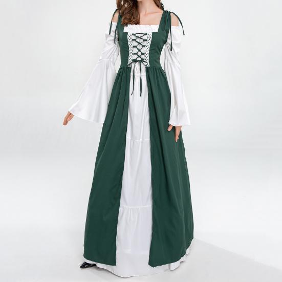 Halloween Dress Maxi Square Neck Royal Vintage Tight Waist Cosplay Dress for Party