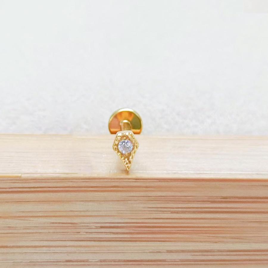 F136 Star Moon Diamond Lip Stud 5-Sided Iron Tower Ear Cartilage Piercing Jewelry 1.2x6/8mm