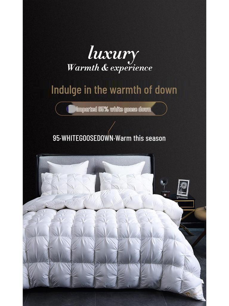 All-Cotton Cable Knit Goose Down Duvet - Thick, Warm Quilt for Autumn and Winter