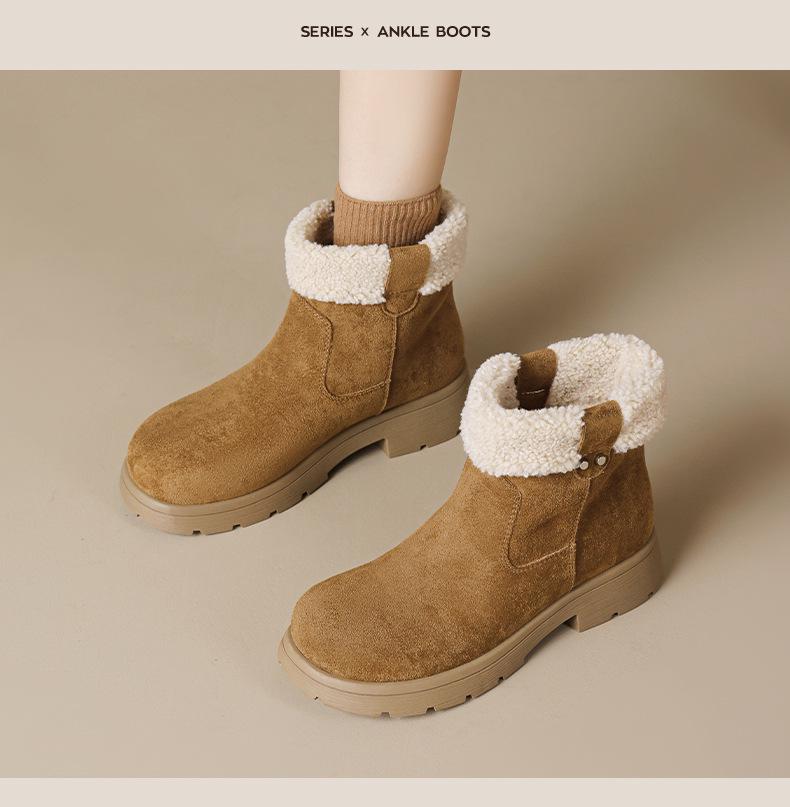 Women's 2025 Winter Fashion Snow Boots: Chunky Heel Ankle Boots with Thick Sole and Velvet Lining