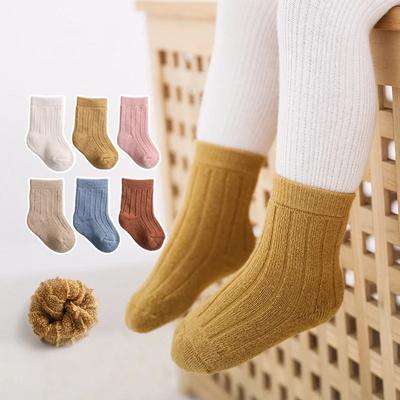 1 Paar Herbst warme Babysocken für Jungen und Mädchen, schicke, schlichte, einfarbige Kleinkind-Wadensocken, dicke Wintersocken für Kinder