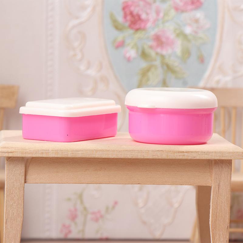 1:12 Dollhouse Miniature Lunch Box Simulation Plastic Storage Box Mini Fresh Keeping Box Food Toy Model Kitchen Tableware Decor