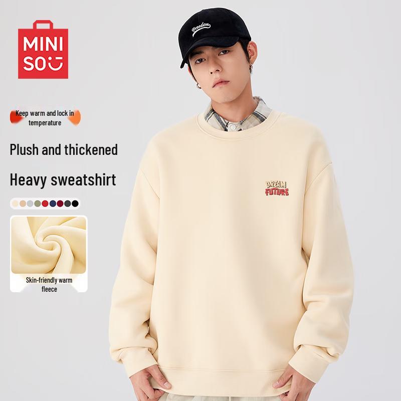 MINISO Men's Fleece-Lined Crew Neck Sweatshirt