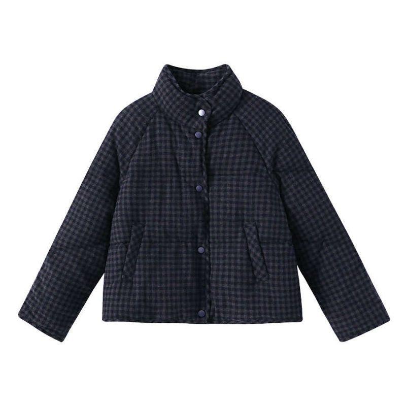 Korean Style Short Plaid Cotton Jacket - Women's Trendy Spring Outerwear