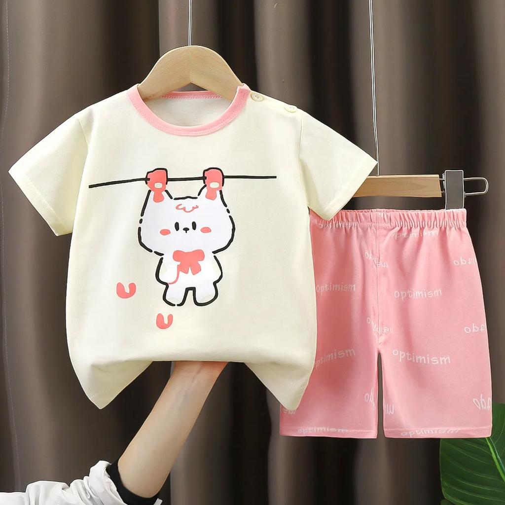 T-Shirts Bequeme Shorts Polyester Lässig Tägliche Kleidung Für Mädchen Set Baby Sommer Outfits Cartoon Jungen Kurzarm