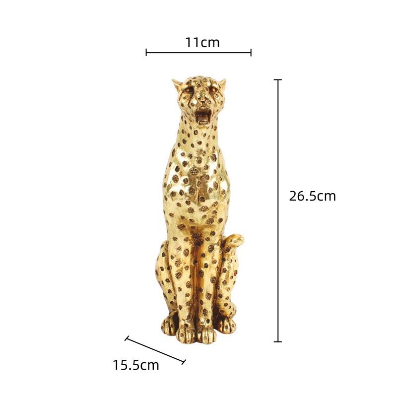 Pryskyřičná ruční výroba Umělá zvířecí socha Zlatý levhart Gepard Zvířecí dekorativní figurky Domácí dekorace Příslušenství