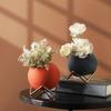 Kreativer Eisenständer Runde Kugel Keramikvase Dekorativer Moderner Blumentopf Nordischer Stil Kleine Blumenvase Wohnzimmer