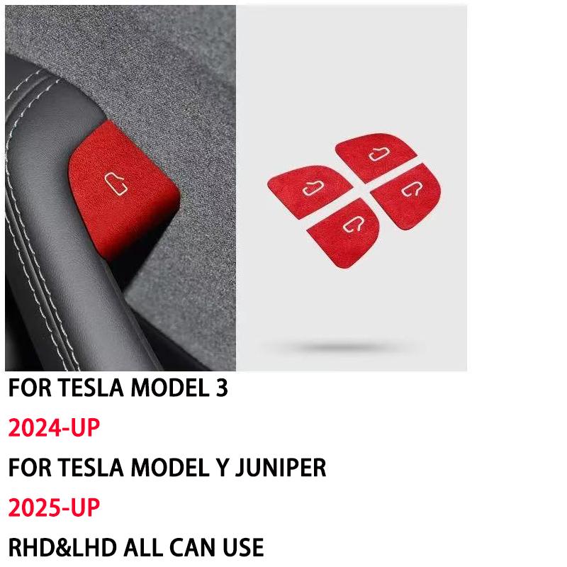 Italian Premium Suede For Tesla Model Y 2025 Juniper Model 3 Highland 2024 Door Switch Patch Trim Cover Interior Car Accessories