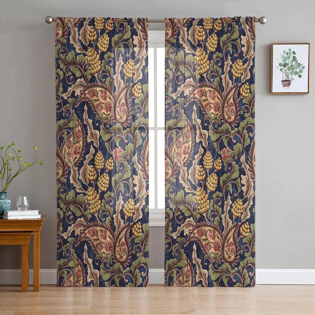 Silver Plant Flower European Style Tulle Sheer Curtains for Living Room Decor Window Curtain for Bedroom Voile Organza Drapes