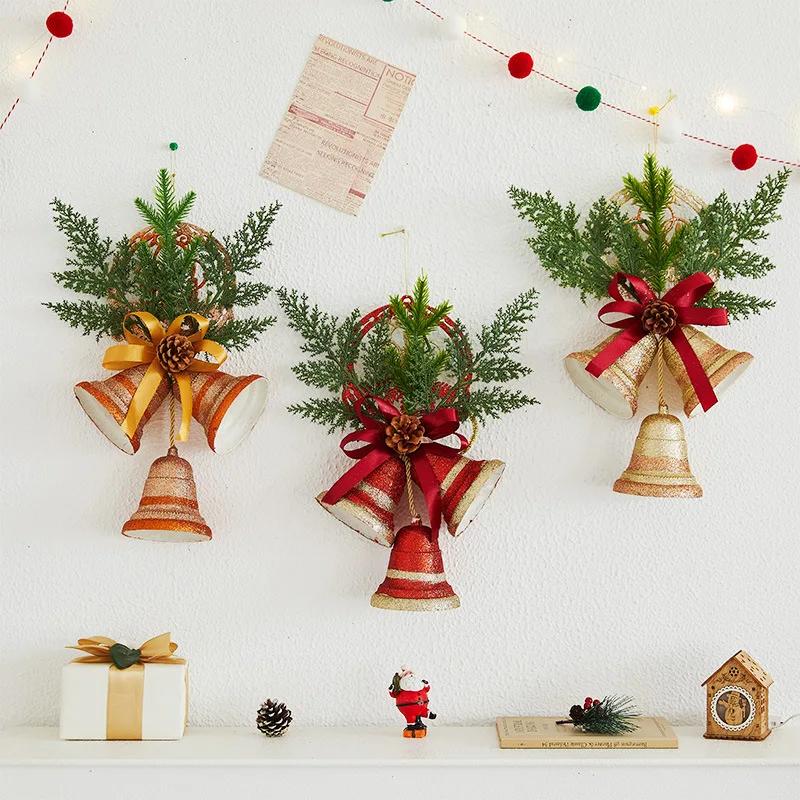 Christmas Lighted Bell Ornaments Hanging Large Jingle Bells Decorations for Tree with Holly Berry for Indoor Outdoor Christma
