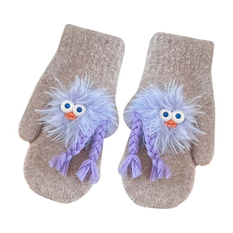Adorkable Thicken Mitten with Braids Knit Gloves Protect from the Cold Cartoon Clown Unisex Full Finger Glove