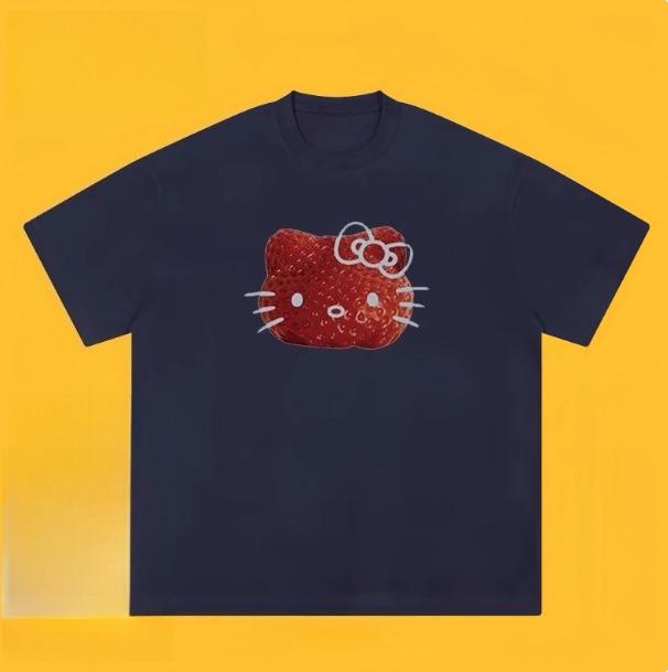

Sanrio 2026 Summer Comic Form Hello Kitty Image 100 Cotton Printed Casual Tshirt Adult Children Parentchild Top Casual Wear S