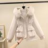 Corner buckle short pie overcome women's new thin cotton clothes fashionable velvet thick fur integrated jacket