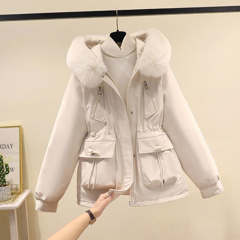 Corner buckle short pie overcome women's new thin cotton clothes fashionable velvet thick fur integrated jacket
