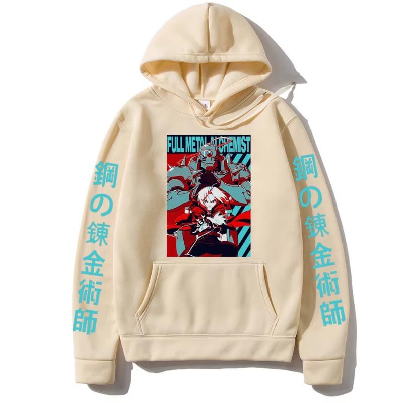 Hot Anime Fullmetal Alchemist Edward Elric and Alphonse Print Hooded Men Women Hoodies Casual Sweatshirt Harajuku Streetwear
