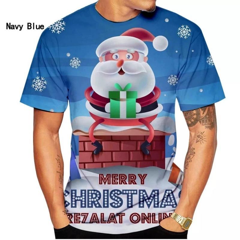 3D Digital Printed Christmas Top Men's Short Sleeve Crew Neck T-Shirt
