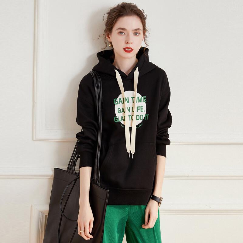 

Women s Fleece-Lined Hooded Letter Sweatshirt L