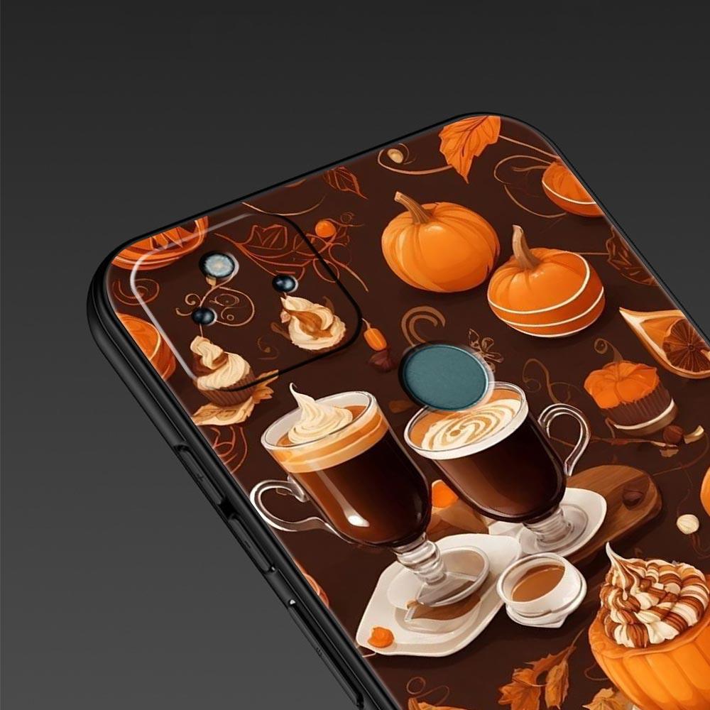 Pumpkin Autumn Leaves Coffee Phone Case Cover for Google Pixel 10 9 8 7 6 9A 8A 7A 6A Pro Shockproof Soft TPU 9 Pro XL Shell Bag