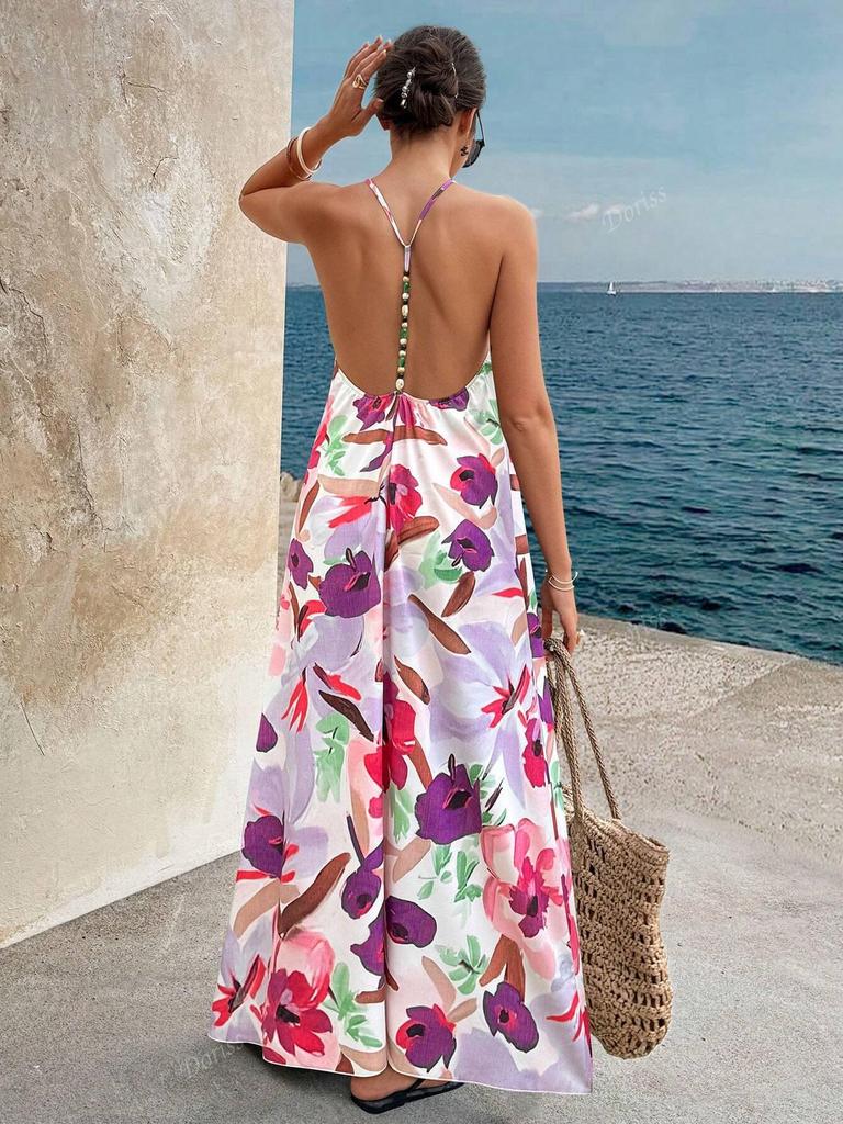 European Fashion V-neck Backless Sleeveless Spaghetti Strap Dress 2026