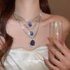 Elegant Three-Layer Rhinestone Water Drop Pendant Necklace for Women