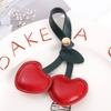 Creative Cherry Keychain Leather Fruit Double Heart Key Chain Pendant Bag Ornament Accessories for Car Key Bag Purse